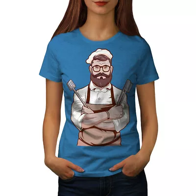 Buy Wellcoda Confident Chef With Beard And Culinary Tools Womens T-shirt • 17.99£