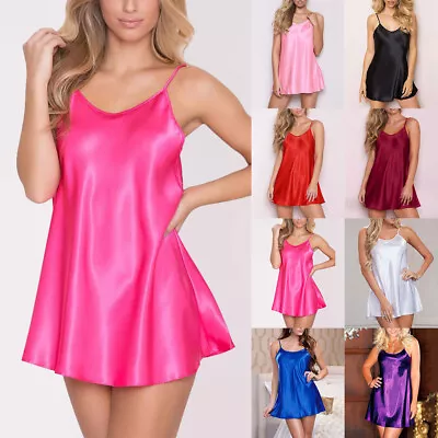 Buy Womens Sexy Satin Silk Nightdress Nighties Ladies Nightwear Sleepwear Pyjamas 16 • 5.99£