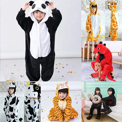 Buy Kids Animals Fleece Pyjamas One Piece Jumpsuit Sleepwear Cosplay Costumes Romper • 17.49£