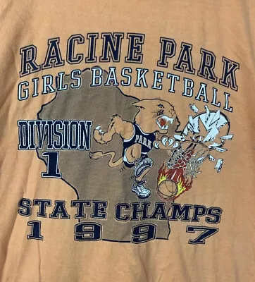 Buy Vintage Basketball T Shirt Single Stitch Racine State Champs 1997 USA 90s Large • 16.80£