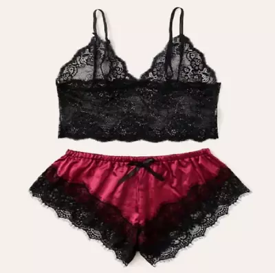 Buy Pajamas Set Mini Dress Women Lingerie Bodysuit Underwear Lingerie Lace Set • 5.97£