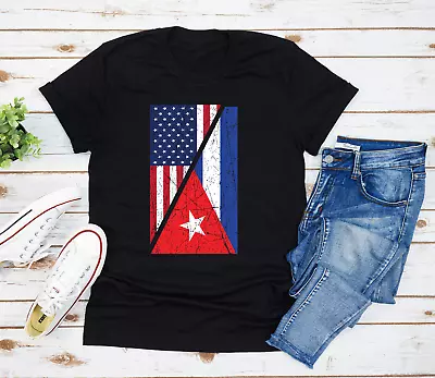 Buy Cuba USA Flag Freedom Shirt T-Shirt Free Patria Y Vida Cuban Libre Soscuba XL L • 20.53£
