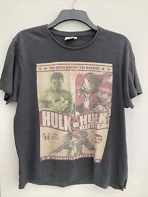 Buy Marvels Avengers Age Of Ultron Hulk V Hulkbuster T-shirt Dark Grey Large Used • 4.49£