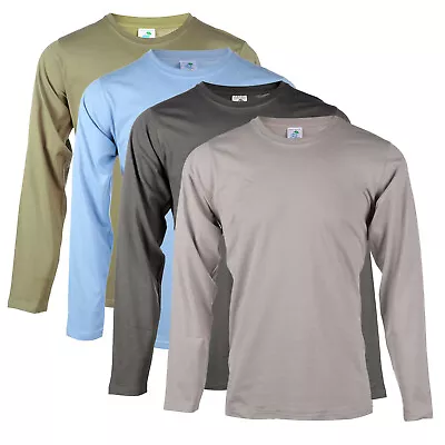 Buy Blu Cherry 4 Pack Men's Plain 100% Cotton Blank Basic Long Sleeve T Shirt  • 20.99£