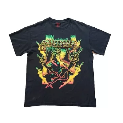 Buy Carlos Santana T Shirt Medium Black Psychedelic Dancing Angels Short Sleeve Y2K • 21.03£