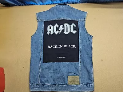 Buy AC/DC Back In Black 2002 Mens Denim Jacket Size L Vest Jack & Jones ACDC AC DC • 37.30£