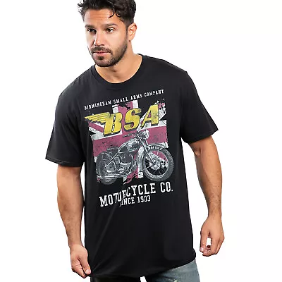 Buy Official BSA Motorcycles Mens  Union Jack T-shirt Black S - XXL • 13.99£