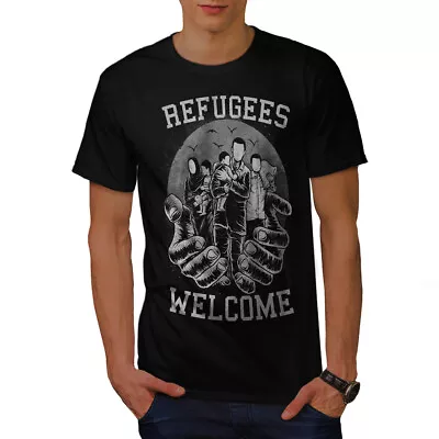 Buy Wellcoda Refugees Welcome Accept Mens T-shirt • 17.99£