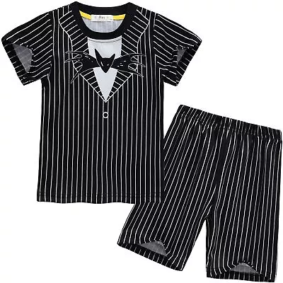 Buy Kids Jack Skellington Cosplay Pajamas Set Sleepwear Boys T-shirt +Shorts Outfits • 16.55£