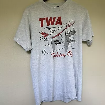 Buy Vintage TWA Airlines Single Stitch T-Shirt Tee Men's M Screen Stars Best Shirt • 23.30£