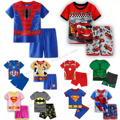 Buy Kids Boys Girls Spiderman Superhero Pyjamas Short Sleeve T-Shirt Shorts PJs 1-6Y • 6.45£