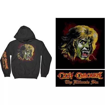 Buy Ozzy Osbourne Hoodie Ozzy Demon Band Logo Official Mens Black Pullover S • 40.12£