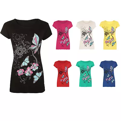 Buy Womens Plus Size Butterfly Print Short Sleeve T-Shirt Ladies Baggy Top • 8.99£