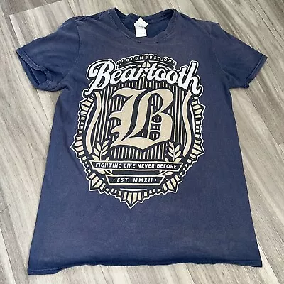 Buy Beartooth Band T-Shirt Rock Logo Shirt UK Size M Medium Navy Blue Columbus Ohio • 13.50£