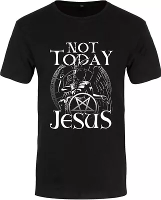 Buy Baphomet - Not Today Jesus, Black T-Shirt, Gothic Humour, Satanic Occult, Unholy • 18.50£