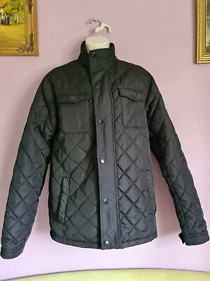 Buy Mens Boys Black Quilted  Classic Smart Jacket Coat Size-S Zipped Easy Premium  • 11.20£
