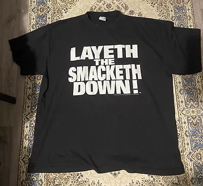 Buy Vintage The Rock Layeth The Smacketh Down Wrestling T-shirt 1999 • 35£