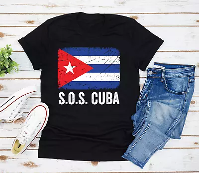 Buy SOS Cuba Free Patria Y Vida Flag Shirt T-Shirt Soscuba Cuban Pride Nuestra Viva • 18.66£