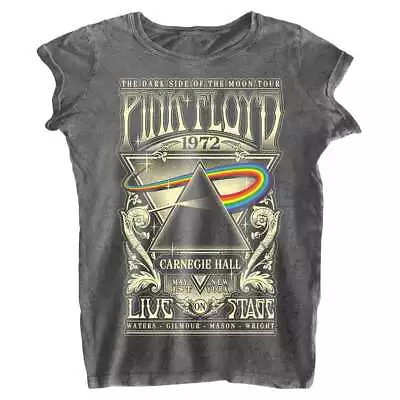 Buy Pink Floyd T Shirt Carnegie Hall Logo New Official Womens Charcoal Grey Burnout • 15.95£