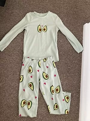 Buy Cute Avocado Long Soft Fleece Pajamas Kawaii Primark Green Size 8 • 0.99£