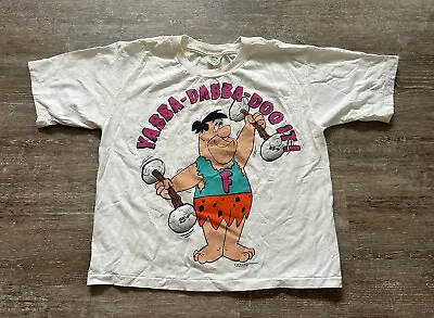 Buy Flintstones 1994 Yabba Dabba Doo Crop T-Shirt Hanna-Barbera Fred Single Stitch • 32.66£
