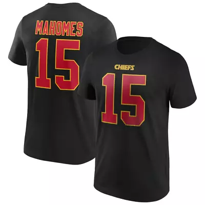Buy Kansas City Chiefs T-Shirt Men's NFL Mahomes 15 Black Top - New • 14.99£