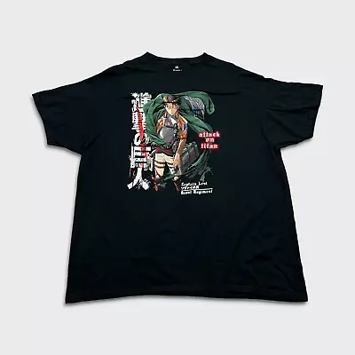 Buy Attack On Titan T Shirt Mens 2XL Black Captain Levi Graphic Anime Tee • 60.57£