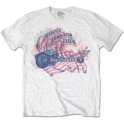Buy Creedence Clearwater Guitar & Flag White XL Unisex T-Shirt NEW • 16.99£