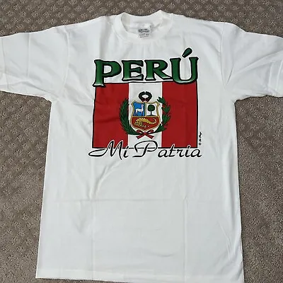 Buy Vintage NOS  Peru Mi Patria  1990s Peruvian Flag Made In USA Large T-shirt • 73.75£