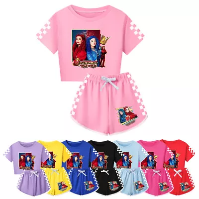 Buy Girls Adult Descendants The Rise Of Red Short Sleeve T-Shirts + Shorts PJ's Sets • 12.99£