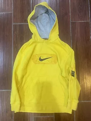 Buy Vintage Y2K Nike Yellow Embroidered Hoodie Youth Size Small 8 Pullover • 17.89£