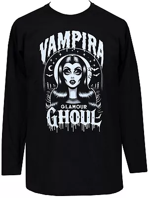Buy Men's Vampira Long Sleeve T-Shirt Graveyard Glamour Ghoul Gothic Horror Vampire • 22.95£