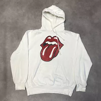 Buy The Rolling Stones Hoodie Mens Graphic Pullover Sweatshirt, White, Medium • 20£