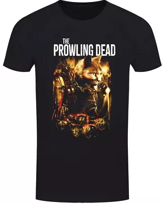 Buy The Prowling Dead Black T-Shirt, Feline Apocalyptic Zombie Survival, Horror Cats • 17.95£