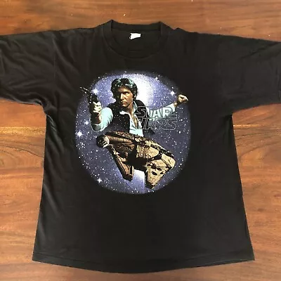 Buy Vintage 1995 Star Wars Han Solo T Shirt Millennium Falcon JTs Size Large Euro • 60£