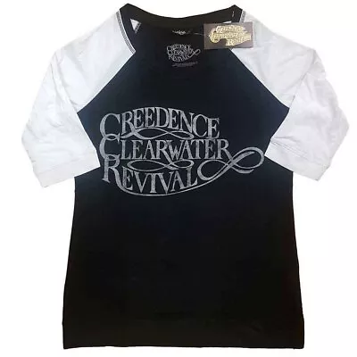 Buy Creedence Clearwater Revival T Shirt Vintage Logo Official Raglan Womens S Black • 14.26£