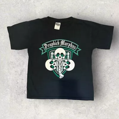 Buy Dropkick Murphys T Shirt Youth Large Black Skull Graphic Short Sleeve Crewneck • 19.38£