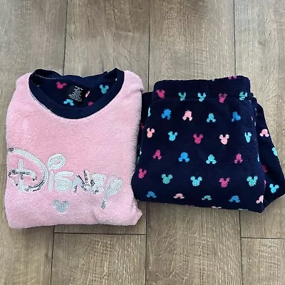 Buy Ladies  GirlsSoft Fleece Disney Pyjamas Mickey Minnie Logo Size S 10-12 Primark • 12£