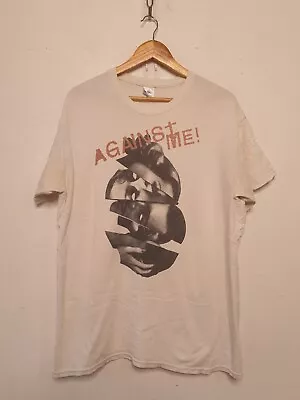 Buy Vintage Against Me Shirt Mens Size Large White 2000s Punk Rock Band Mucic • 20.19£