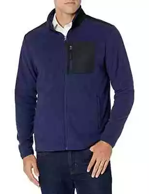 Buy Amazon Essentials Men's Full-Zip Polar Fleece Jacket, Navy, Size XL • 9.49£