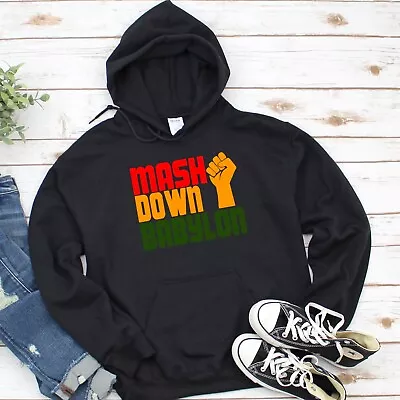 Buy MASH DOWN BABYLON BLACK HOODIE (Rastafari Reggae Dub Roots Rasta Ska Carnival) • 24.99£