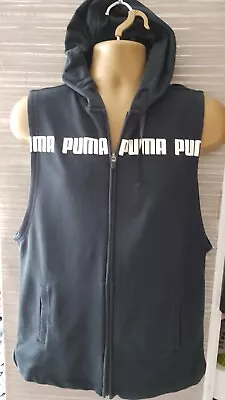 Buy PUMA Sleeveless Mens Black Navy Hoodie Full Zip S Ch 38 • 3.99£