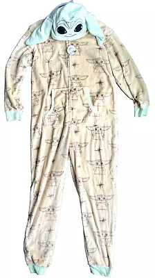 Buy Star Wars Mandalorian Grogu Baby Yoda Hooded 1 Pc. Zip Adult Pajama XL 14/16 NWT • 16.71£
