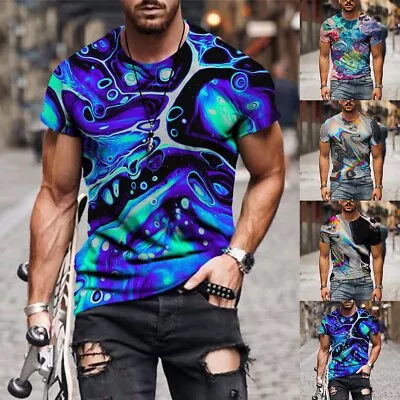 Buy Be Confident & Look Cool With 3D Novel Print Navy Blue T Shirt For Men • 9.44£