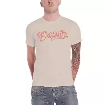 Buy Aerosmith T Shirt Classic Band Logo New Official Mens Natural • 16.95£