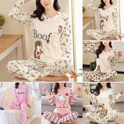 Buy Lady Women Cute Print Sleepwear Loungewear PJs Sleepwear Long Sleeve Pyjamas Set • 14.76£