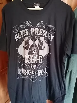 Buy Official Elvis Presley The King Of Rock N Roll Mens Black T Shirt Elvis Tee 2XL • 12.99£