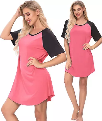 Buy Womens Short Sleeve Night Shirt Nightdress Nightie Nightshirts PJ Pyjamas • 8.99£
