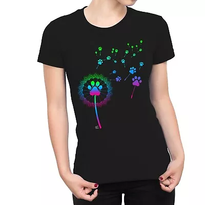 Buy 1Tee Womens Dandelion Paw Print Dog  T-Shirt • 7.99£