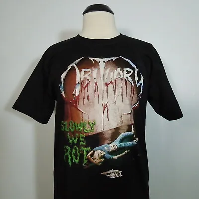 Buy OBITUARY Slowly We Rot S SMALL T-Shirt Black Band Logo • 24.19£
